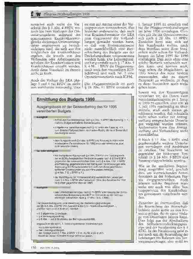 Vorschauseite 3: Pflegesatzverhandlungen 1996 Vorbereitungen unter Berücksichtigung des neuen Rechts