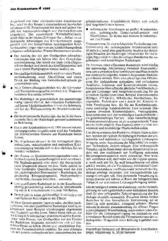 Vorschauseite 4: Von der Großgerätabstimmung zur regionalisierten Radiologieabstimmung.