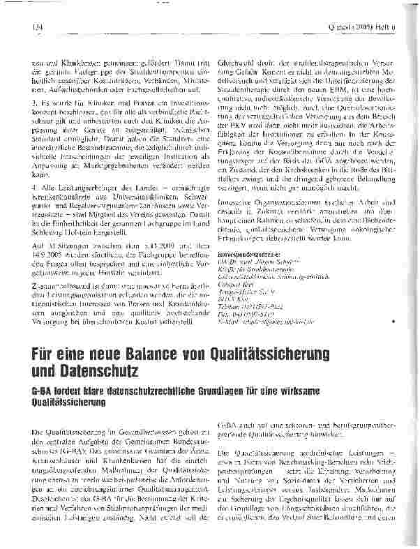 Vorschauseite 1: Für eine neue Balance von Qualitätssicherung und Datenschutz