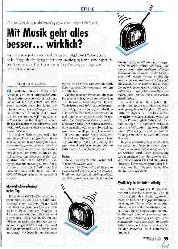 Vorschauseite 1: Mit Musik geht alles besser. .. wirklich? Wie Radio in der Grundpflege eingesetzt wird - eine HöFa-Arbeit