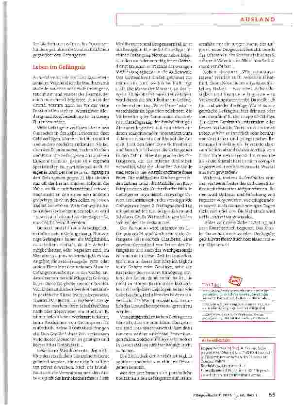 Vorschauseite 4: Gesundheitspflege im Strafvollzug: Erfahrungsbericht und Reflexionen Acht Monate Knast in Italien
