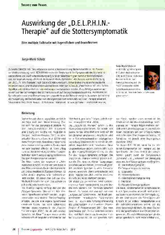 Vorschauseite 1: Auswirkung der „D.E.L.P.H.I.N.Therapie auf die Stottersymptomatik