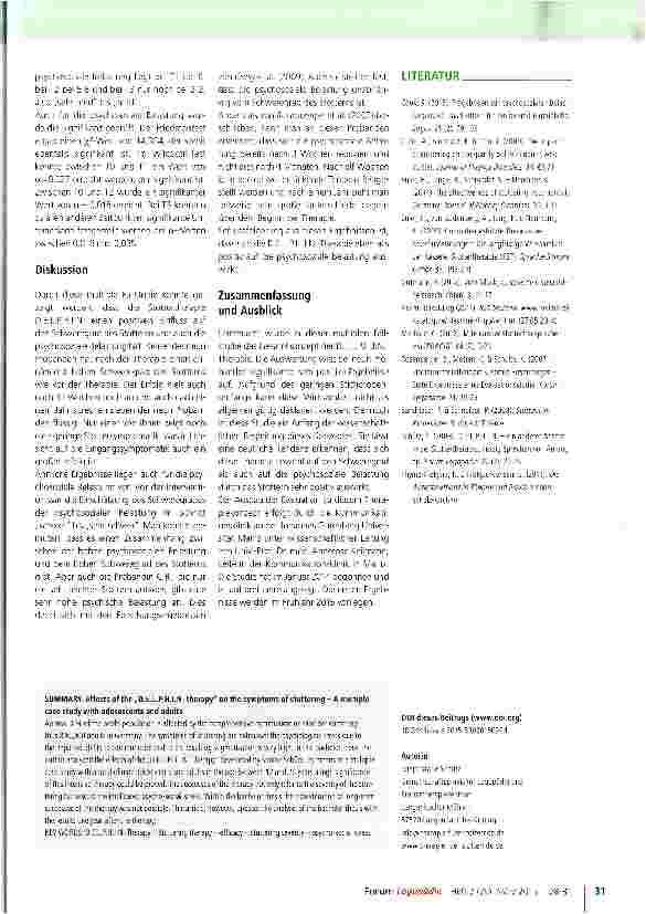 Vorschauseite 4: Auswirkung der „D.E.L.P.H.I.N.Therapie auf die Stottersymptomatik