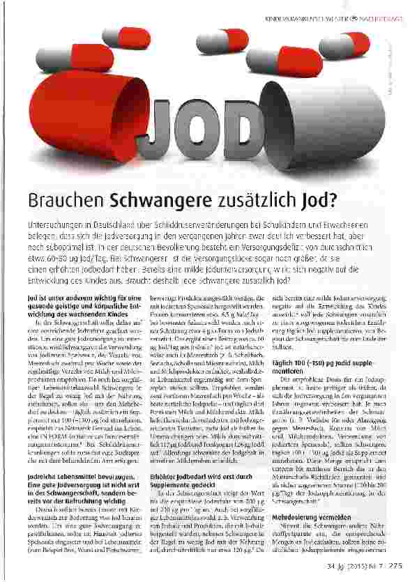 Vorschauseite 1: Brauchen Schwangere zusätzlich Jod?