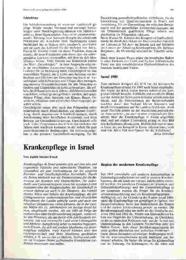 Vorschauseite 1: Krankenpflege in Israel