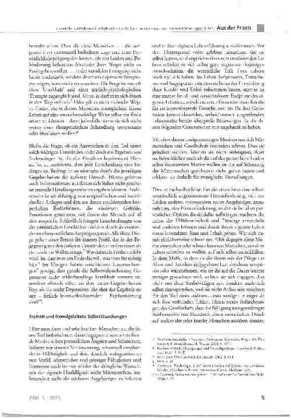 Vorschauseite 3: Zur Problematik selbstbestimmten Sterbens - Antworten auf drei unausweichliche Fragen (I. Teil)