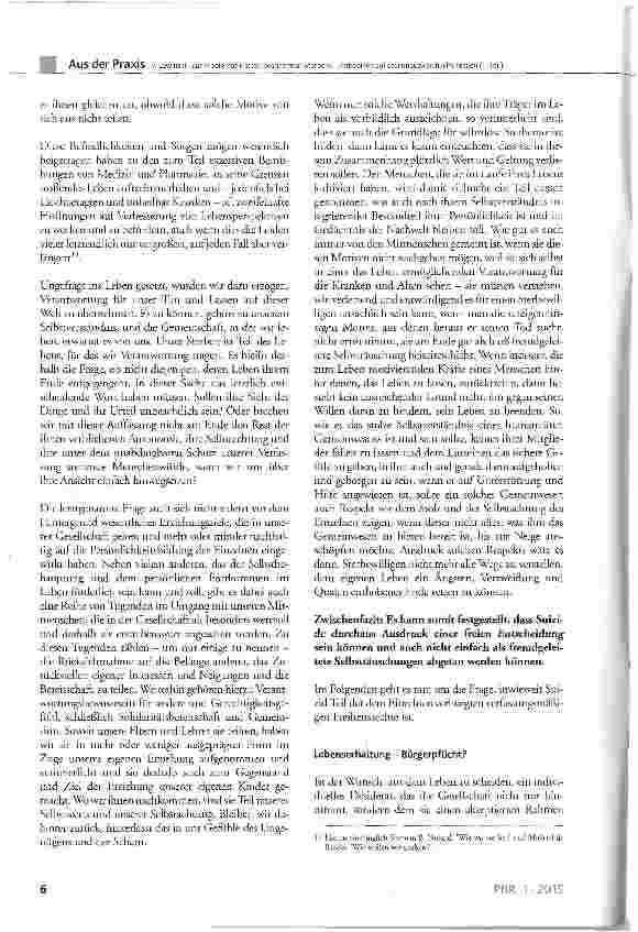 Vorschauseite 4: Zur Problematik selbstbestimmten Sterbens - Antworten auf drei unausweichliche Fragen (I. Teil)