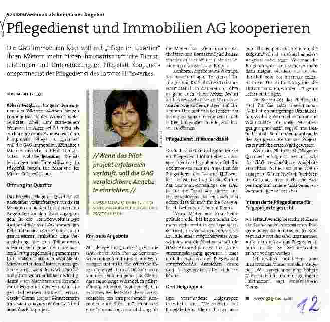 Vorschauseite 1: Pflegedienst und Immobilien AG kooperieren
