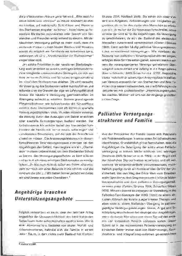 Vorschauseite 4: Palliative Care und FamilieUnterstützungsbedürfnisse von Angehörigen in derhäuslichen Sterbebegleitung