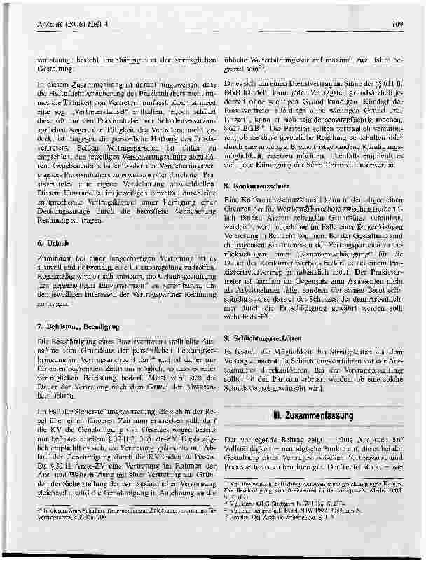 Vorschauseite 5: Zur Gestaltung eines Praxisvertretervertrags unter besonderer Berücksichtigung des Sicherstellungsvertreters