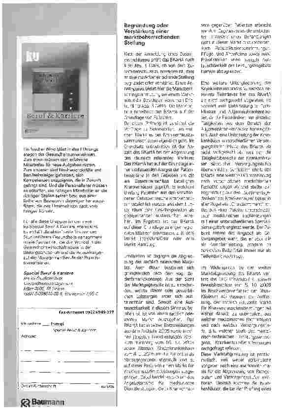 Vorschauseite 3: Die Rechnung nicht ohne den Wirt machenKartellrechtliche Vorgaben bei Zusammenschlüssen von Krankenhäusern
