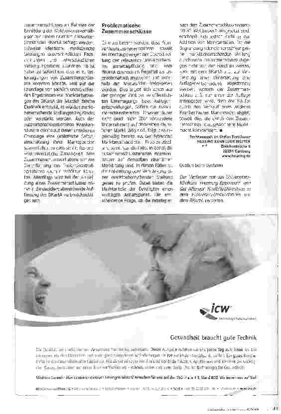 Vorschauseite 4: Die Rechnung nicht ohne den Wirt machenKartellrechtliche Vorgaben bei Zusammenschlüssen von Krankenhäusern