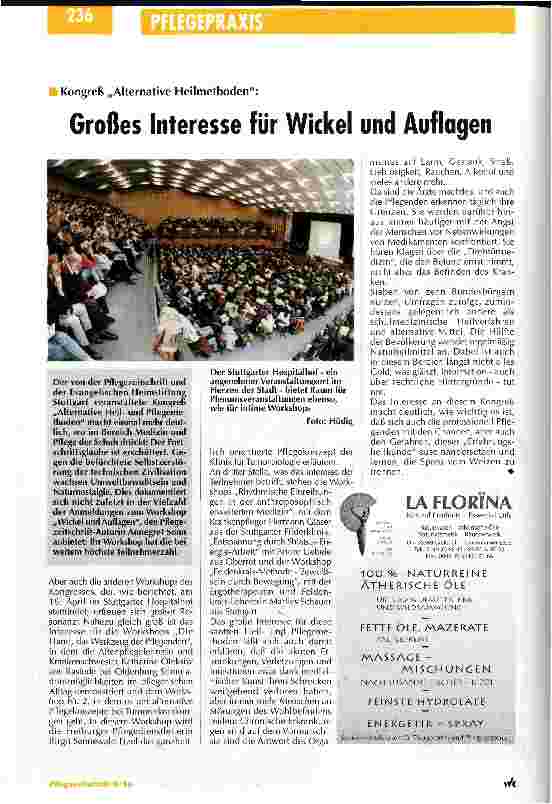 Vorschauseite 1: Großes Interesse für Wickel und Auflagen Kongreß Alternative Heilmethoden