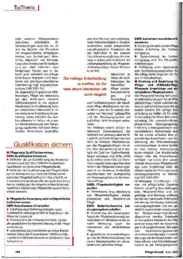 Vorschauseite 3: Zur Reform der Pflegeversicherung:DBfK bezieht Position