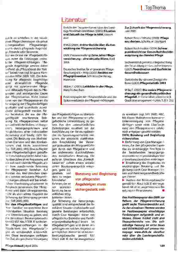 Vorschauseite 4: Zur Reform der Pflegeversicherung:DBfK bezieht Position
