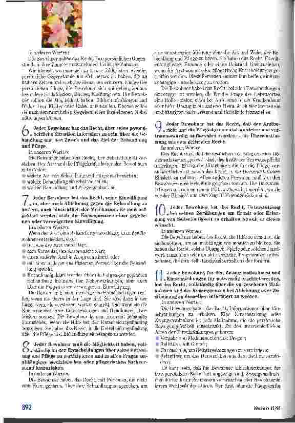 Vorschauseite 3: Bürgerrechtskatalog für Pflegeheime