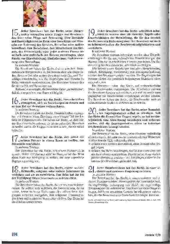 Vorschauseite 5: Bürgerrechtskatalog für Pflegeheime