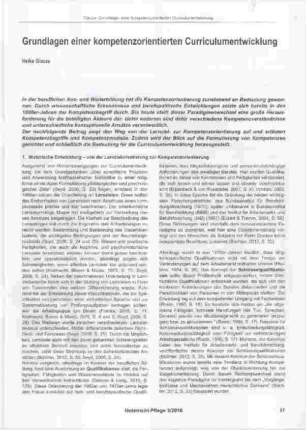 Vorschauseite 1: Grundlagen einer kompetenzorientierten Curriculumentwicklung