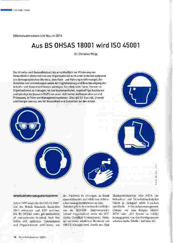 Vorschauseite 1: Aus BS OHSAS 18001 wird ISO 45001