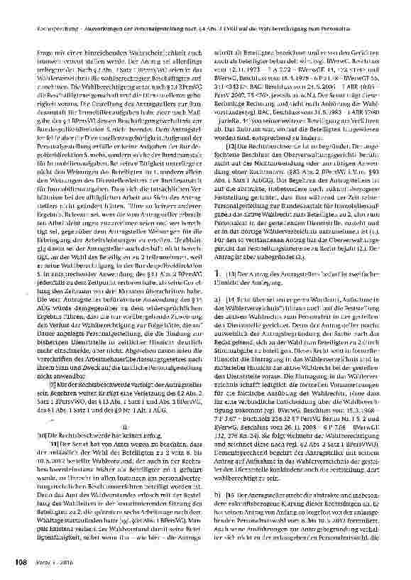 Vorschauseite 2: Auswirkungen der Personalgestellung nach §4 Abs. 3 TVöD auf die Wahl-berechtigung zum Personalrat bei der gestellenden Dienststelle