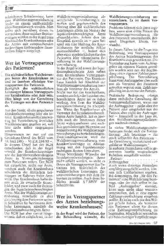 Vorschauseite 2: Wahlleistungsvereinbarung Hinweise für die Formulierung und das Aufnahmeverfahren