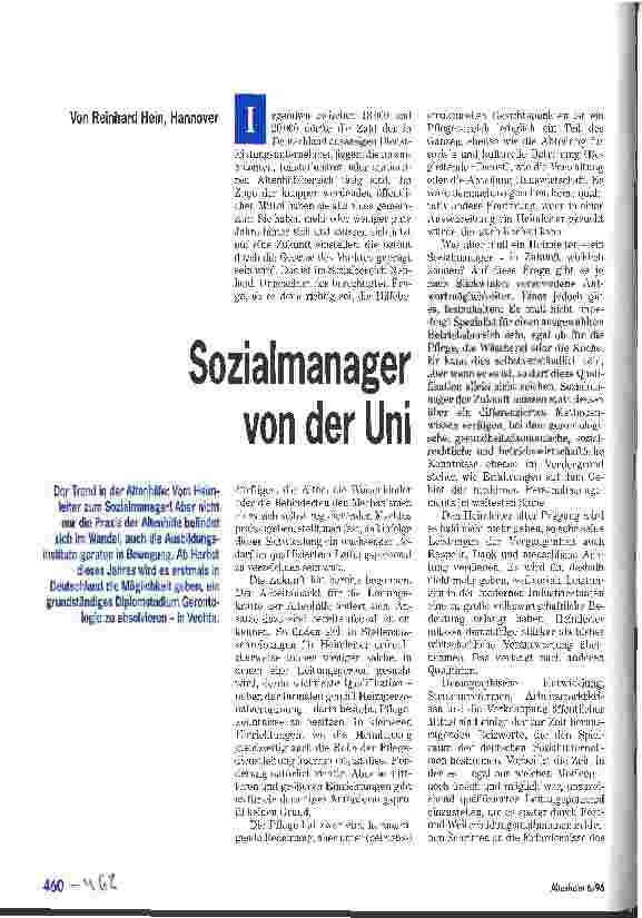Vorschauseite 1: Sozialmanager von der Uni