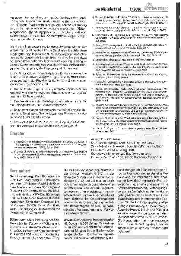 Vorschauseite 6: Der Klinische Pfad - eine gelungene Verbindung von Qualitätsmanagement und Prozesskostenrechnung