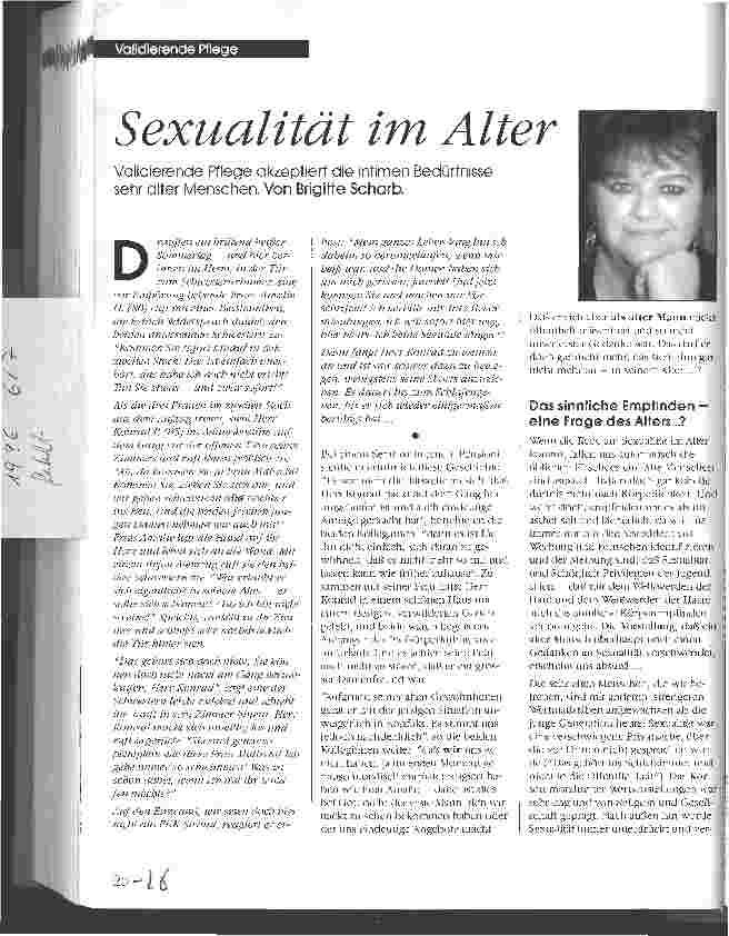 Vorschauseite 1: Sexualität im Alter Validierende Pflege akzeptiert die intimen Bedürfnisse sehr alter Menschen