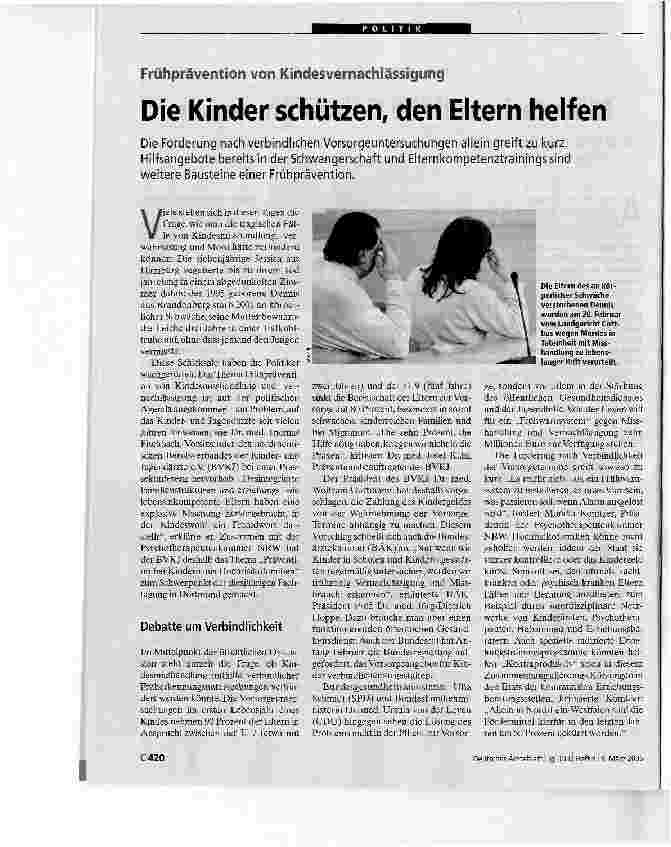 Vorschauseite 1: Frühprävention von KindesvernachlässigungDie Kinder schützen, den Eltern helfen