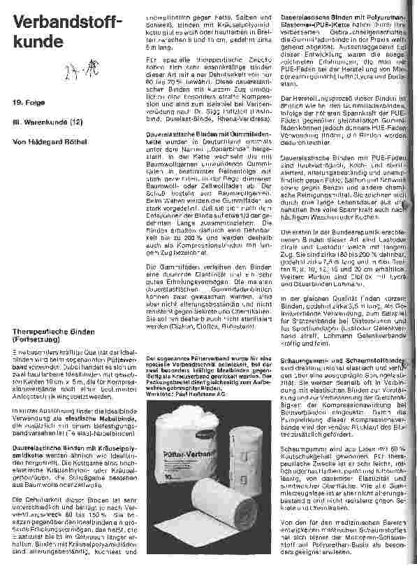 Vorschauseite 1: Verbandstoffkunde 19. Folge: III Warenkunde (12)