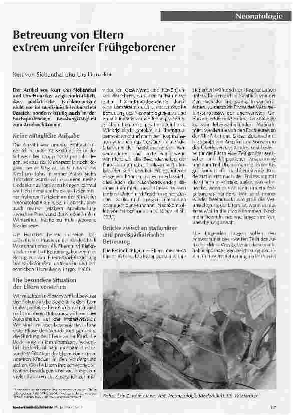 Vorschauseite 1: Betreuung von Elternextrem unreifer Frühgeborener