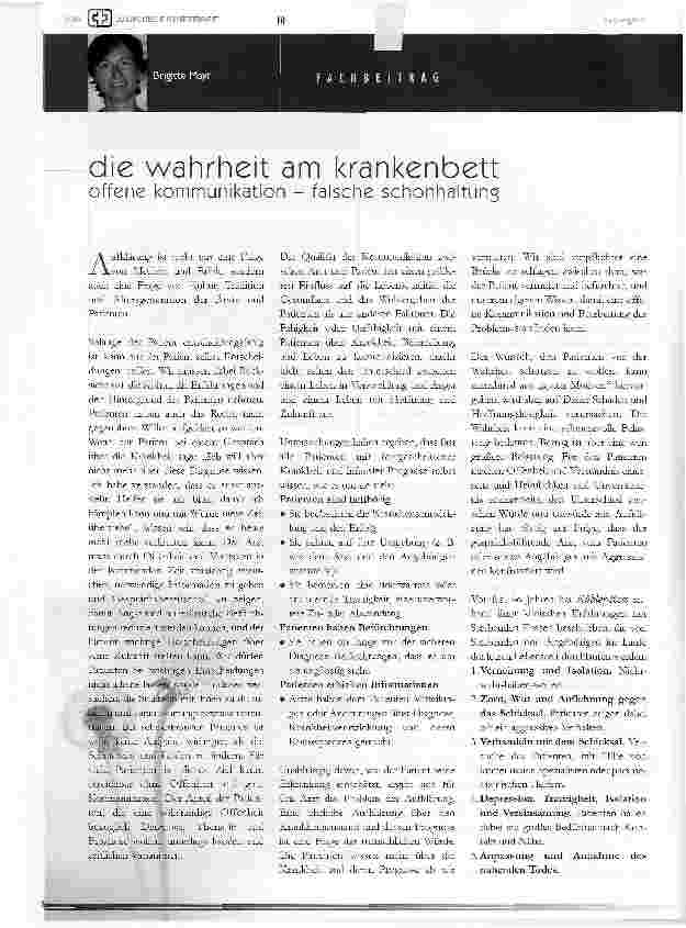 Vorschauseite 1: Die Wahrheit am Krankenbettoffene Kommunikation - falsche Schonhaltung