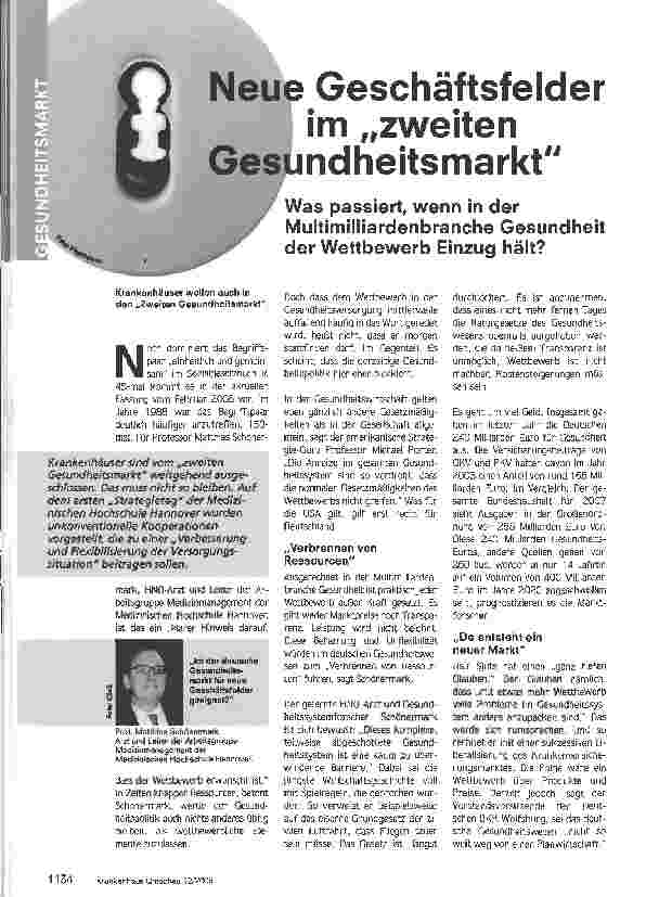 Vorschauseite 1: Neue Geschäftsfelder im zweiten Gesundheitsmarkt