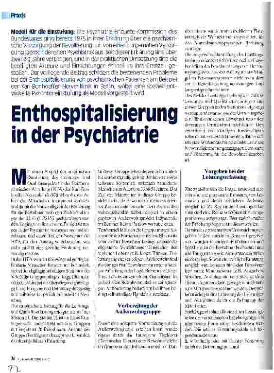 Vorschauseite 1: Enthospitalisierung in der Psychiatrie