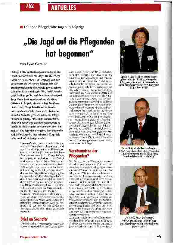 Vorschauseite 1: Die Jagd auf die Pflegenden hat begonnen Leitende Pflegekräfte tagen in Leipzig