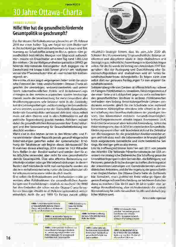 Vorschauseite 1: Hilfe! Wer hat die gesundheitsfördernde Gesamtpolitik so geschrumpft?