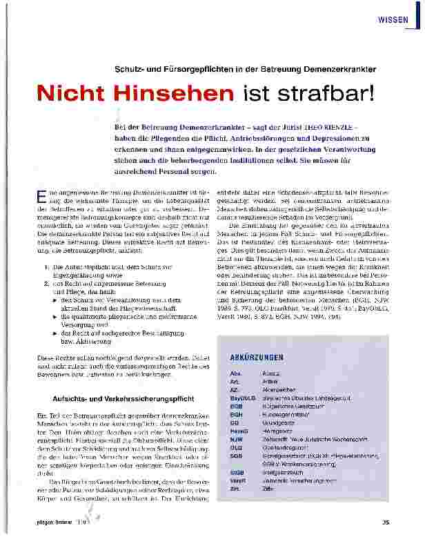 Vorschauseite 1: Nicht Hinsehen ist strafbar!