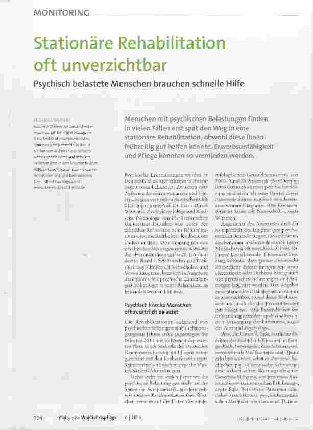 Vorschauseite 1: Stationäre Rehabilitation oft unverzichtbar