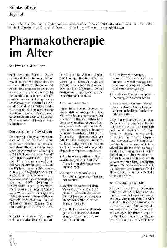 Vorschauseite 1: Pharmakotherapie im Alter