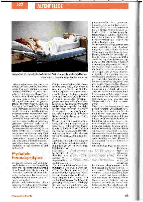 Vorschauseite 2: Aktivierende Krankenpflege - eine Möglichkeit zur Infektionsprophylaxe Nosokomiale Infektion in der Geriatrie