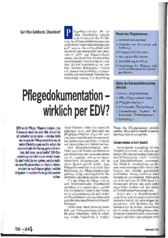 Vorschauseite 1: Pflegedokumentation - wirklich per EDV?