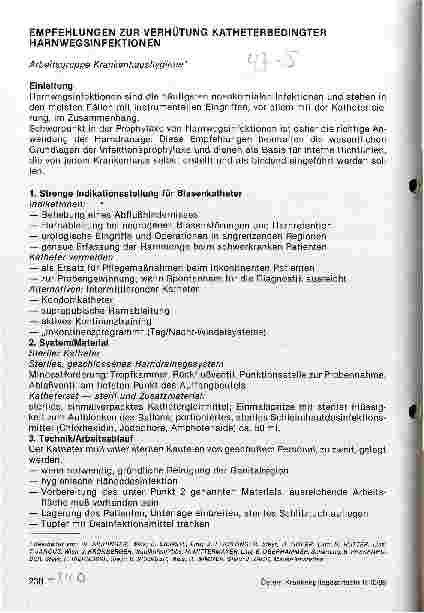Vorschauseite 1: Empfehlungen zur Verhütung katheterbedingter Harnwegsinfektionen