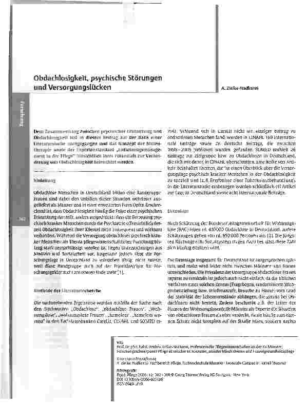 Vorschauseite 1: Obdachlosigkeit, psychische Störungen und Versorgungslücken