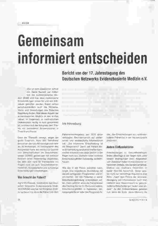 Vorschauseite 1: Gemeinsam informiert entscheiden