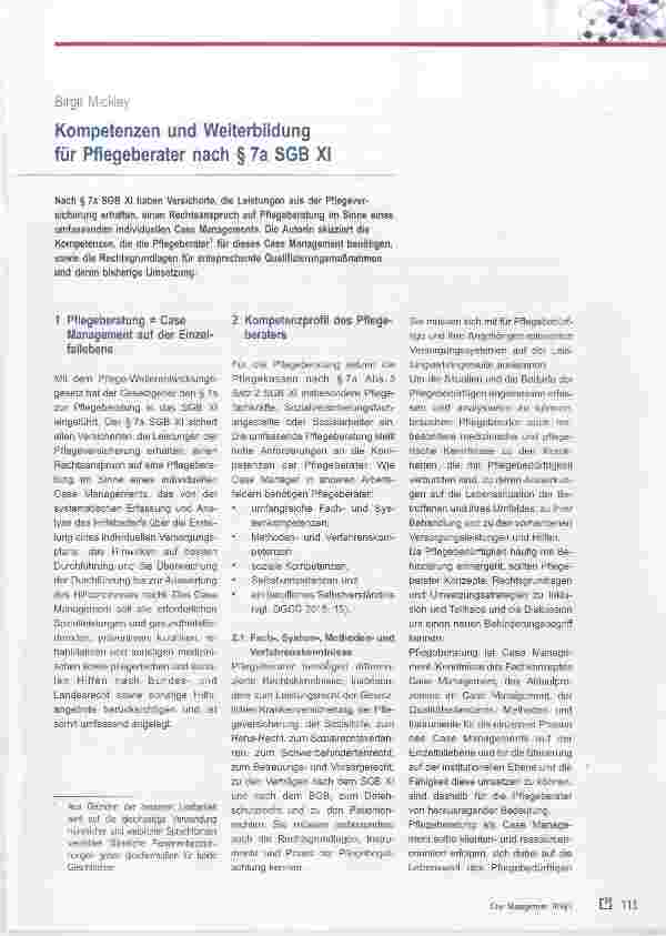 Vorschauseite 1: Kompetenzen und Weiterbildung für Pflegeberater nach § 7a SGB XI