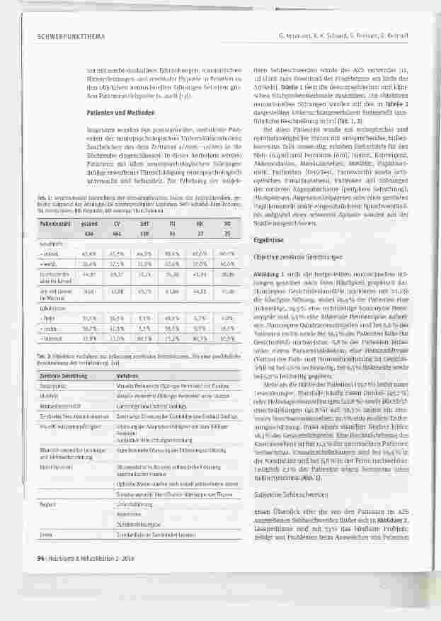Vorschauseite 2: Häufigkeit subjektiver Sehbeschwerden und objektiver neurovisueller Defizite nach Hirnschädigung - Eine quantitative Analyse bei 656 Patienten