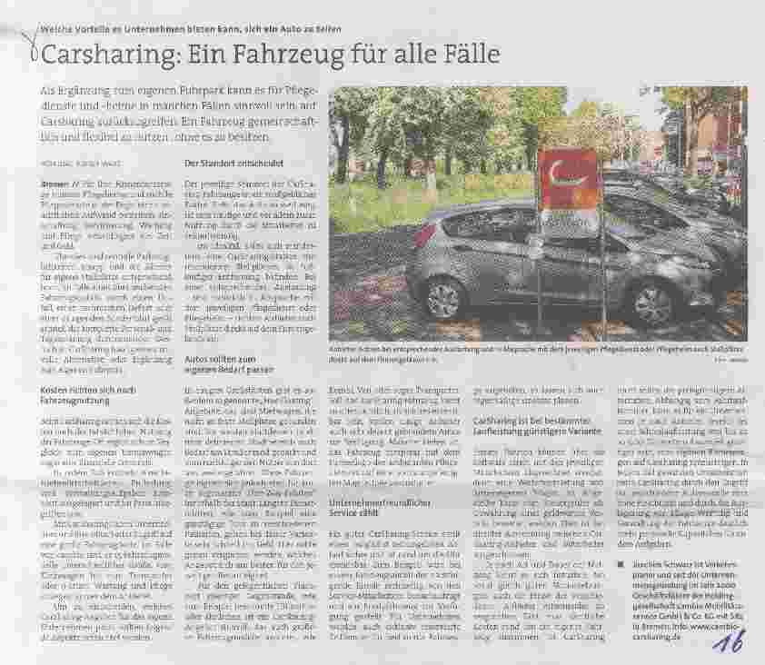Vorschauseite 1: Carsharing: Ein Fahrzeug für alle Fälle