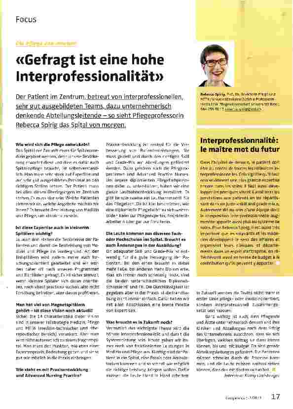 Vorschauseite 1: Gefragt ist eine hohe Interprofessionalität