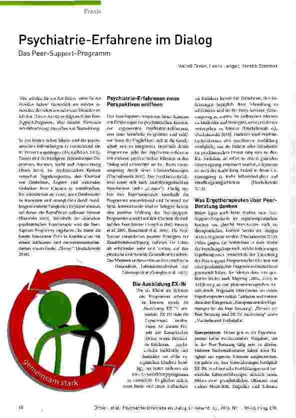 Vorschauseite 1: Psychiatrie-Erfahrene im Dialog Das Peer-Support-Programm