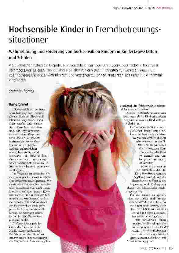 Vorschauseite 1: Hochsensible Kinder in Fremdbetreuungssituationen